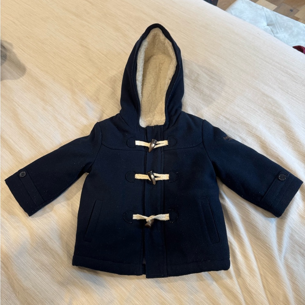 Classic Navy Kids Pea Coat with Hood